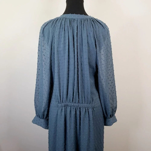 Oak + Fort Swissdot Midi Dark Turquoise Dress - Picture 3 of 15
